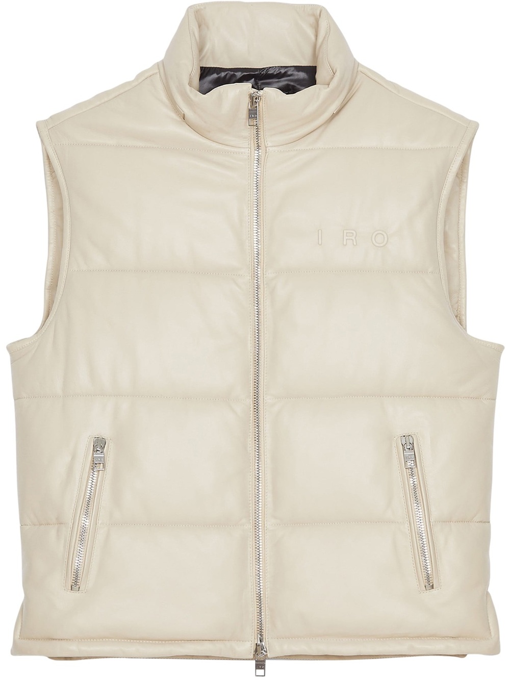 IRO Men's Cream Leather Quilted Puffer Vest
